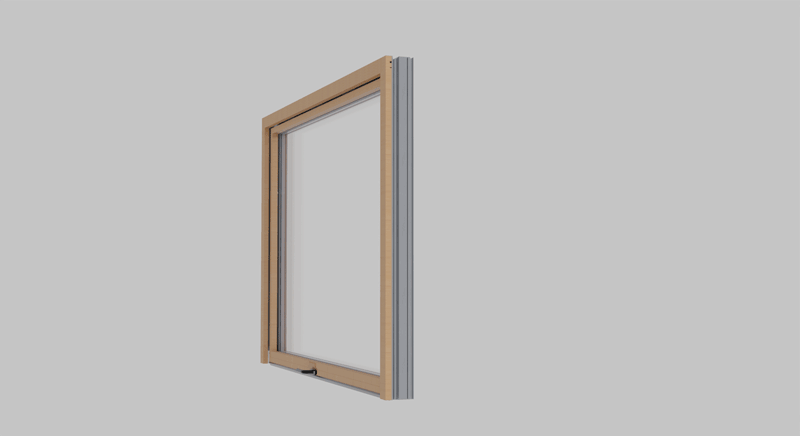 Animated GIF showing operation of OpenUp gas strut awning window.