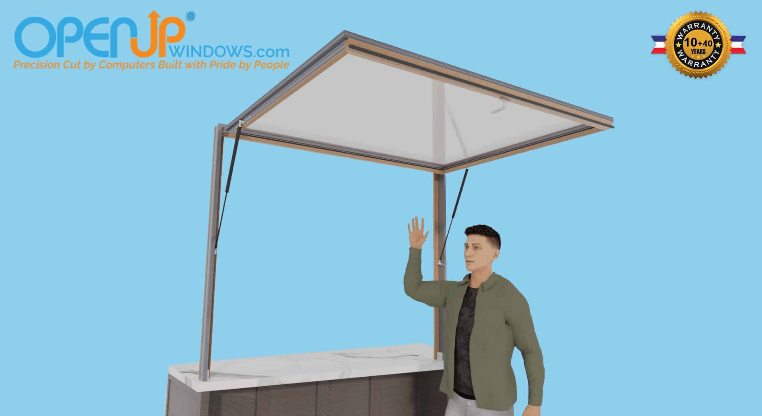 72 X 42 OpenUP Kitchen Pass Through Gas Strut Awning Window - NO Sill - Image 4